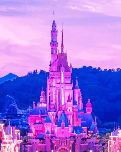 Pink Castle Disneyland Hong Kong paint by number