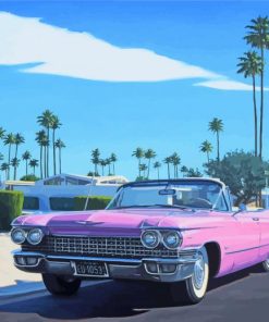 Pink Cadillac Car paint by number