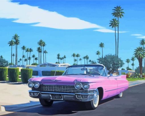 Pink Cadillac Car paint by number