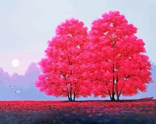 Pink Trees paint by number