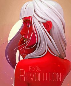 Red Girl Revolution paint by number