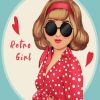 Retro Girl With Sun Glasses Paint by number