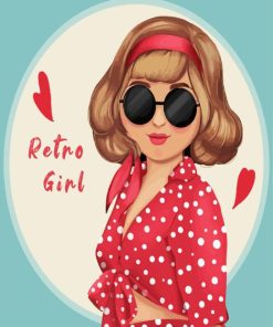 Retro Girl With Sun Glasses Paint by number