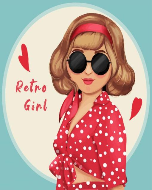 Retro Girl With Sun Glasses Paint by number