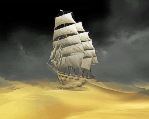 Schooner In Desert paint by number