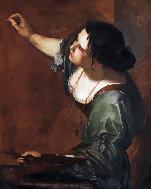 Self Portrait As The Allegory Of Painting By Artemisia Gentileschi paint by number