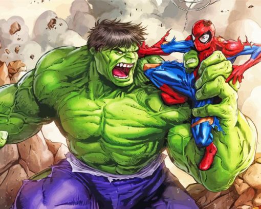 Spider Man Hulk Art paint by number