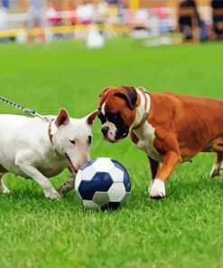 Sport Dogs Playing Football Diamond Painting