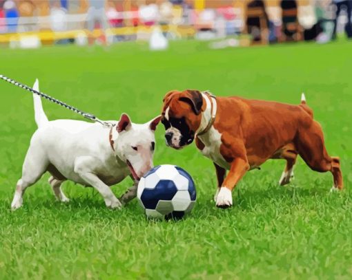 Sport Dogs Playing Football Diamond Painting