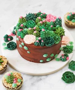 Succulent Dessert Cake paint by number