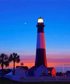 Sunset At Tybee Island Lighthouse paint by number