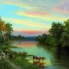 Sunset With Cows By John Frederick Kensett paint by number