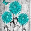 Turquoise Flowers And Butterfly paint by number