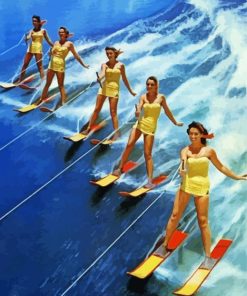 Water Ski Vintage Girls paint by number