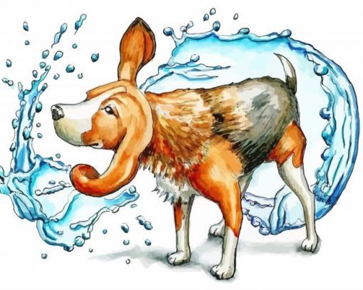 Wet Dog Shaking Art paint by number