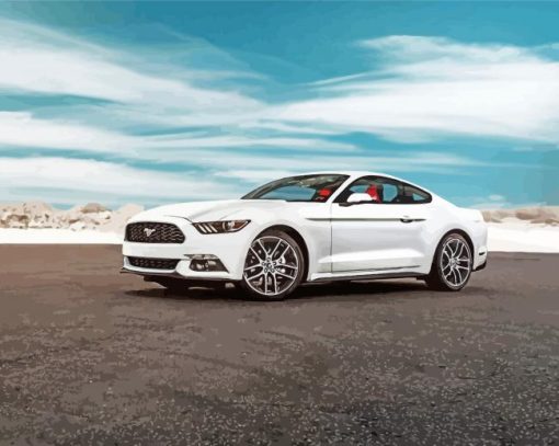 White Ford Mustang paint by number