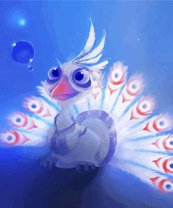 White Peacock Cartoon paint by number