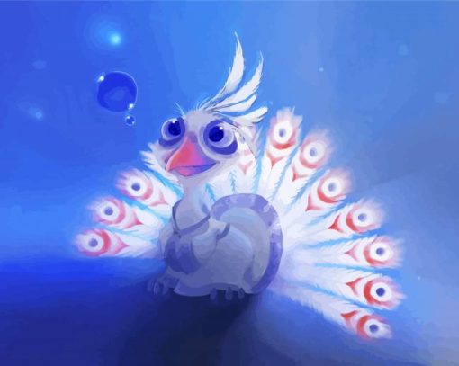 White Peacock Cartoon paint by number