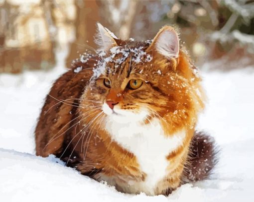 Winter Cat paint by number