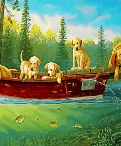 Aesthetic Puppies Fishing paint by number