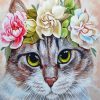 Aesthetic Cat Floral Crown Art paint by number