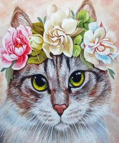 Aesthetic Cat Floral Crown Art paint by number