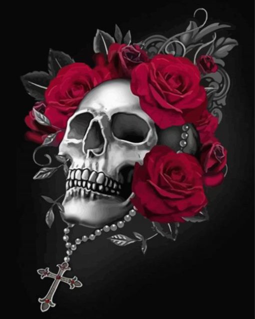 Aesthetic Rose Skull paint by number