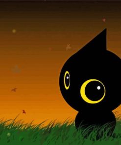 Black Cat In Grass Art paint by number