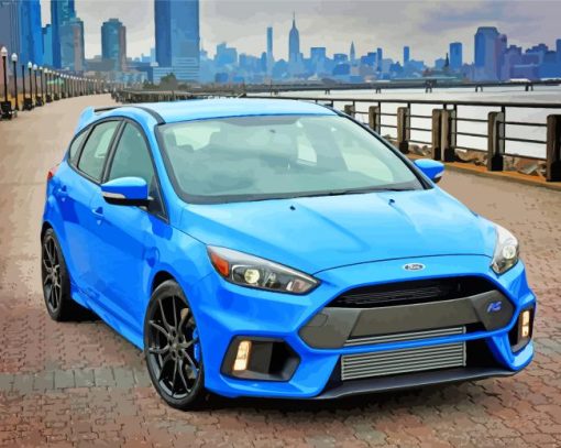 Blue Ford Focus Rs paint by number