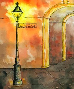 Bourbon Street Lamp Post At Night paint by number