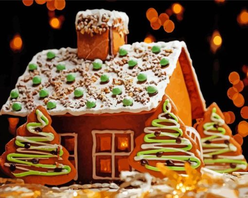 Delicious Gingerbread House paint by number