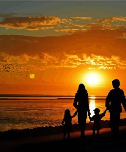 Family Beach Silhouette paint by number