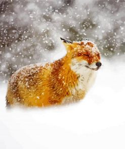 Fox In Snowstorm paint by number