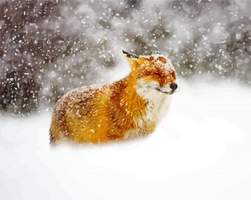 Fox In Snowstorm paint by number