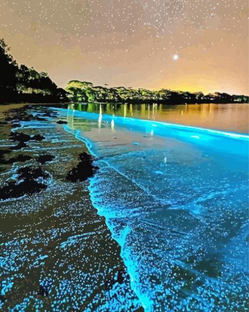 Glowing Algae Landscape paint by number