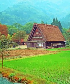 Japanese Countryside Landscape paint by number