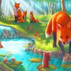 Mice And Fox In Forest paint by number