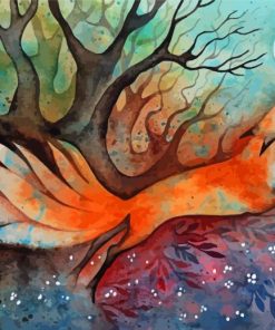 Nine Tailed Fox Watercolor paint by number