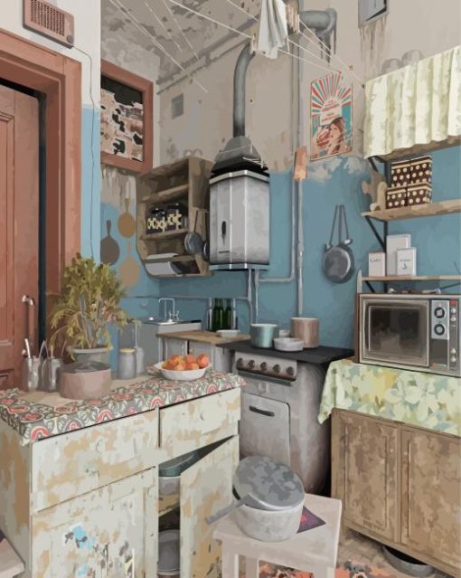 Old Vintage Kitchen paint by number