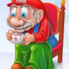 Old Mario Drinking Tea paint by number