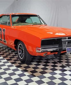 Orange 1970 Dodge Charger paint by number