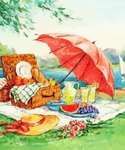 Picnic In The Park Near River paint by number