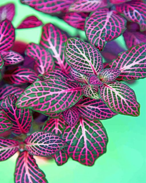 Pink And Green Plants Leaves paint by number