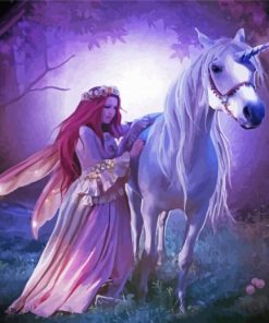 Pretty Fairy And Unicorn paint by number