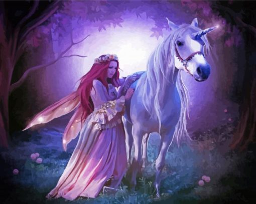 Pretty Fairy And Unicorn paint by number