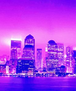 Purple Night City Lights paint by number