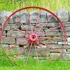 Red Old Wagon Wheel paint by number