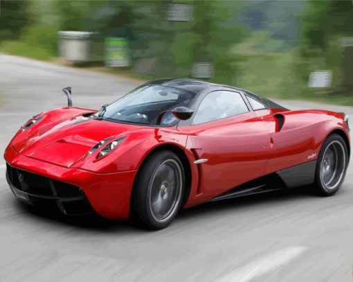 Red Pagani Huayra Car paint by number