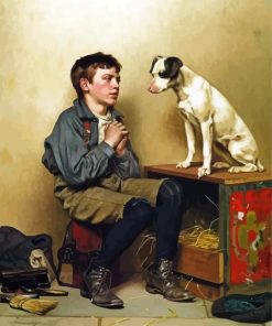 Retro Boy With Dog paint by number