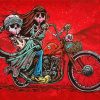 Skull Couple On Motorcycle paint by number